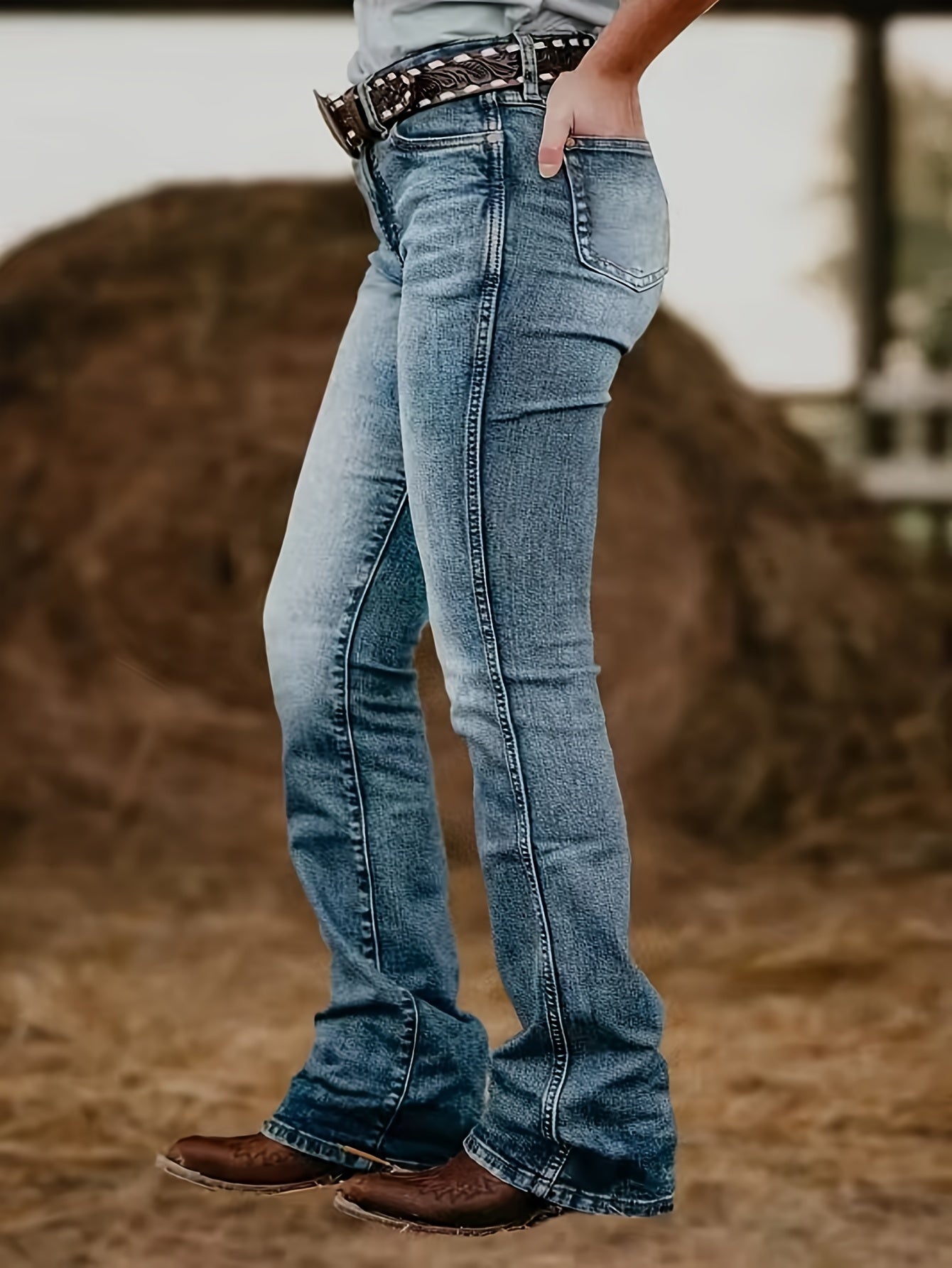 Linda's style | Retro Plain Denim Jeans