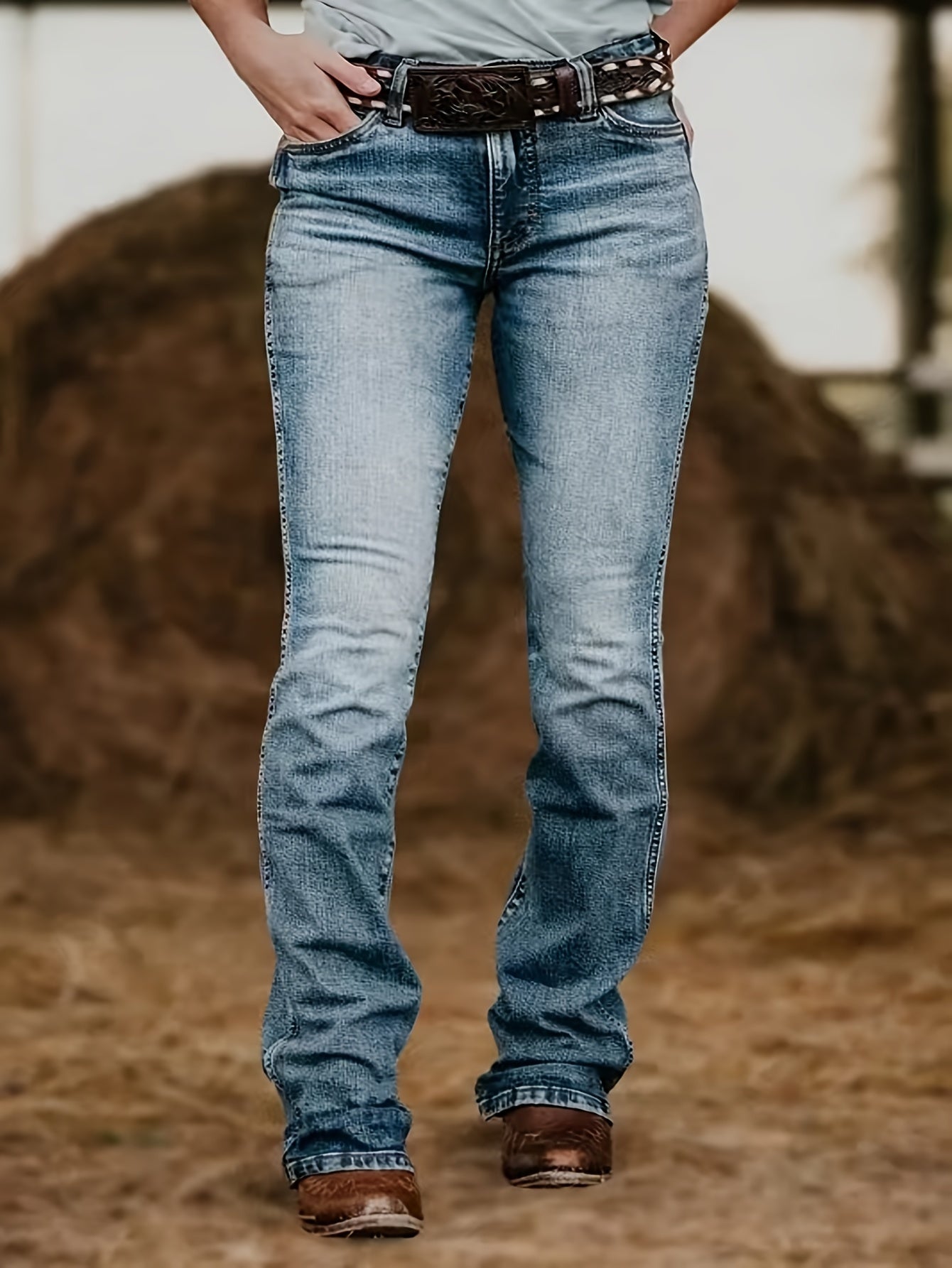 Linda's style | Retro Plain Denim Jeans