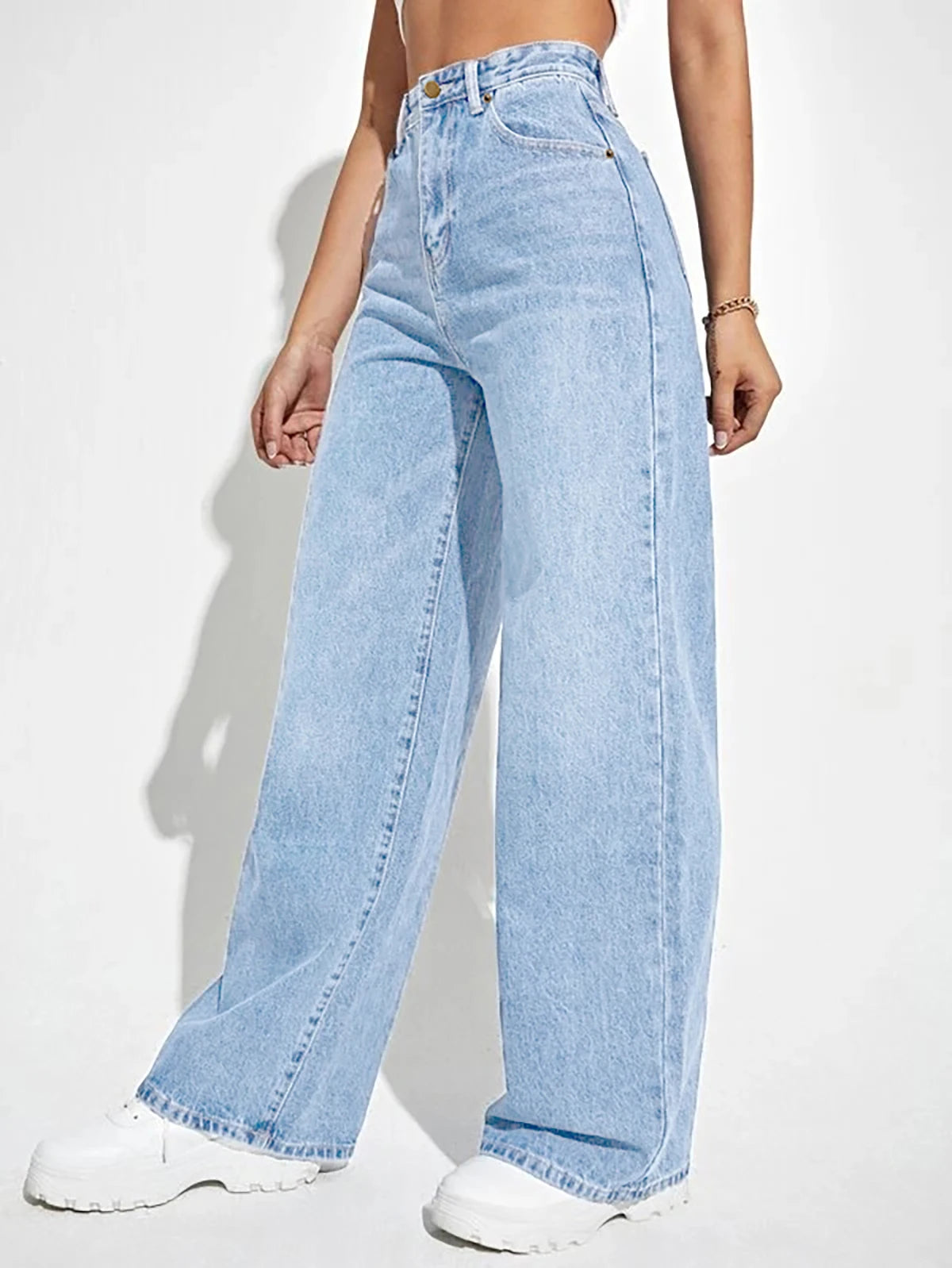 Linda's Allure | High-Waist Wide-Leg Denim Jeans