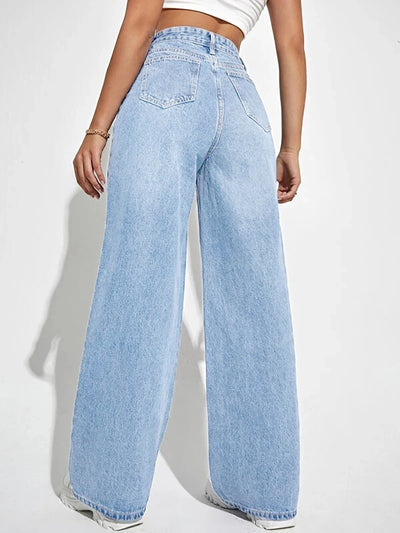 Linda's Allure | High-Waist Wide-Leg Denim Jeans