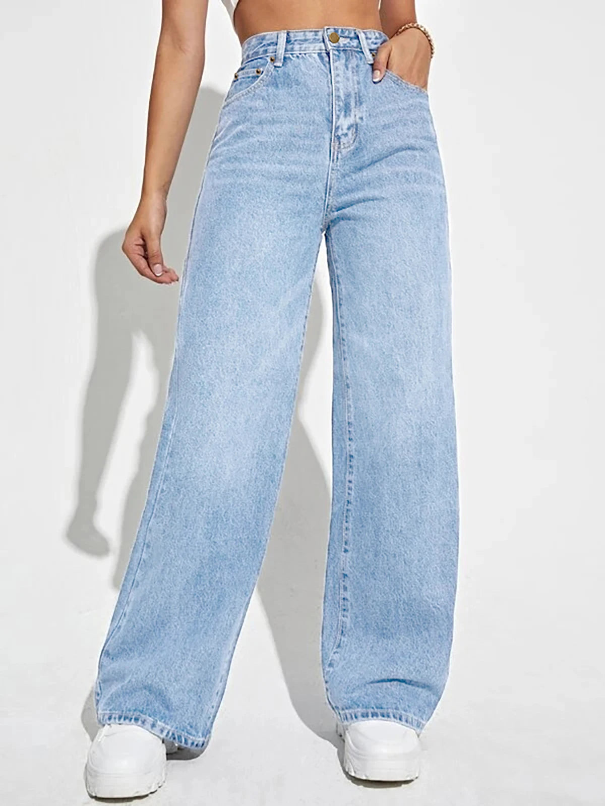 Linda's Allure | High-Waist Wide-Leg Denim Jeans