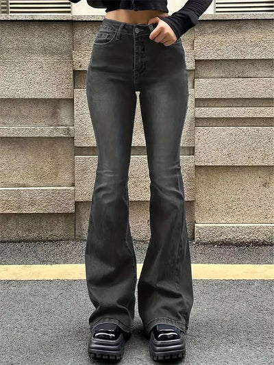 Linda's Sculpt & Shine | High-Waist Gray Flared Jeans