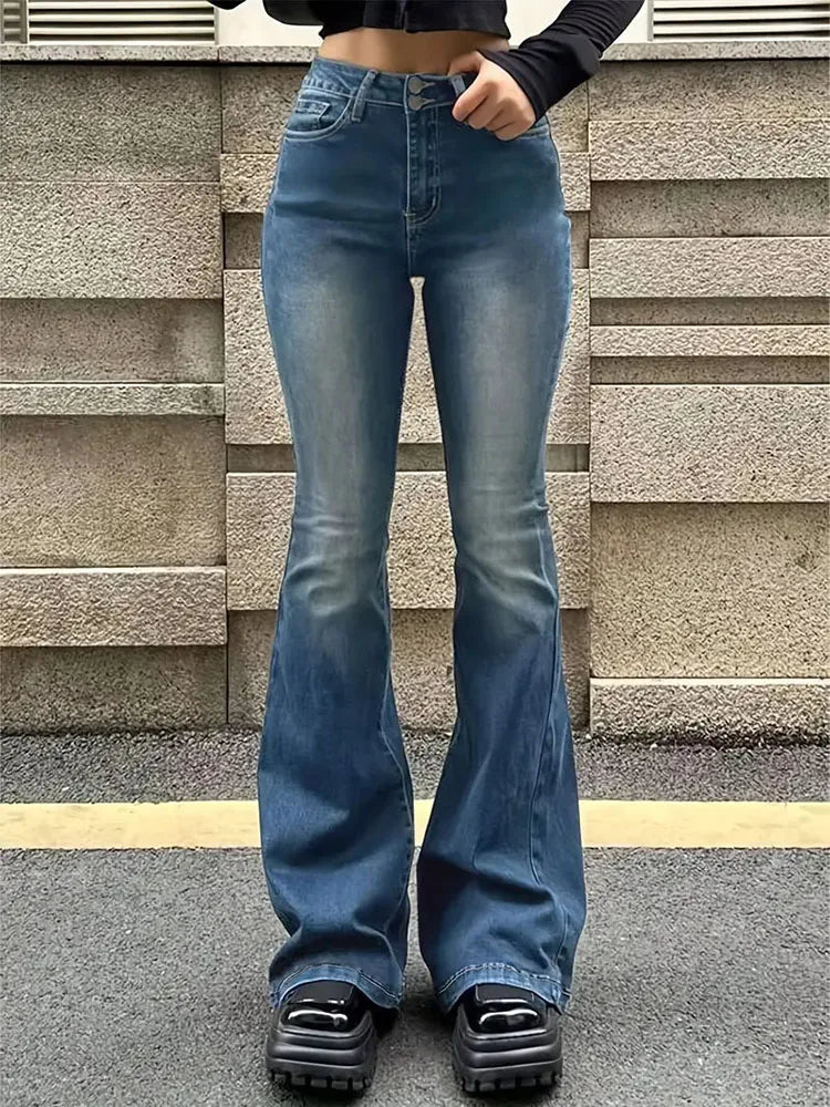 Linda's Sculpt & Shine | High-Waist Gray Flared Jeans