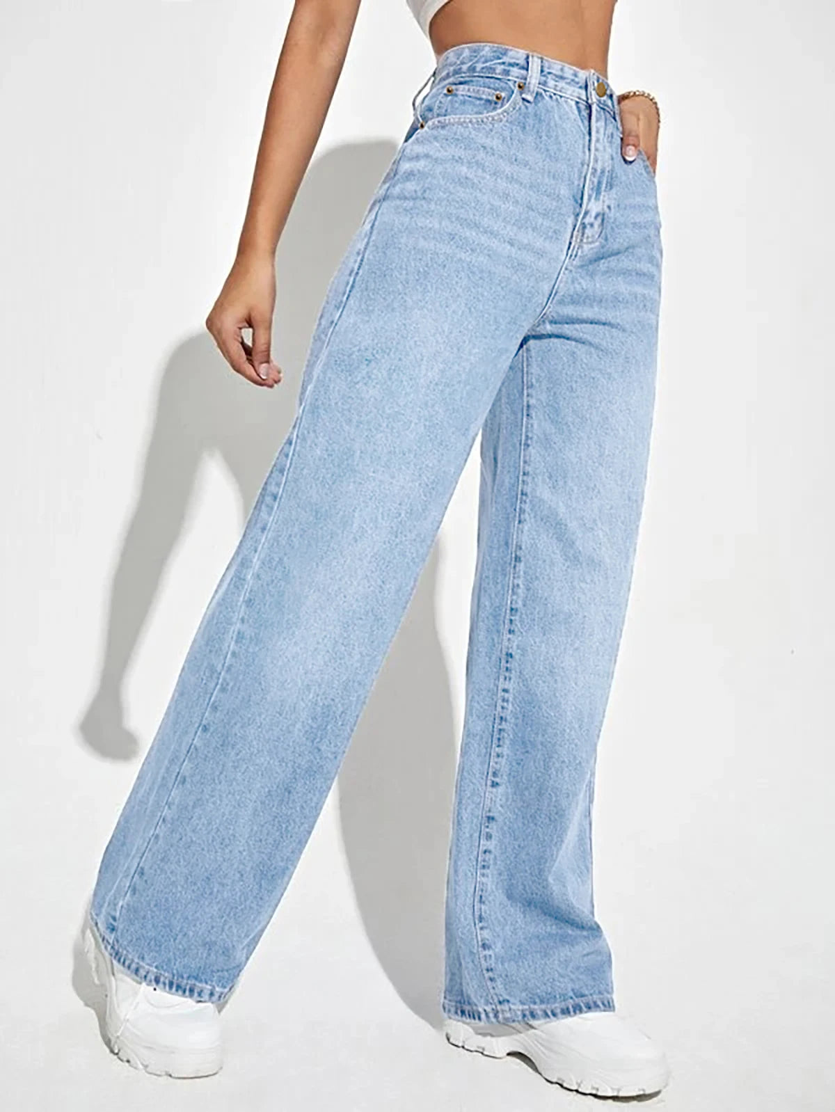 Linda's Allure | High-Waist Wide-Leg Denim Jeans